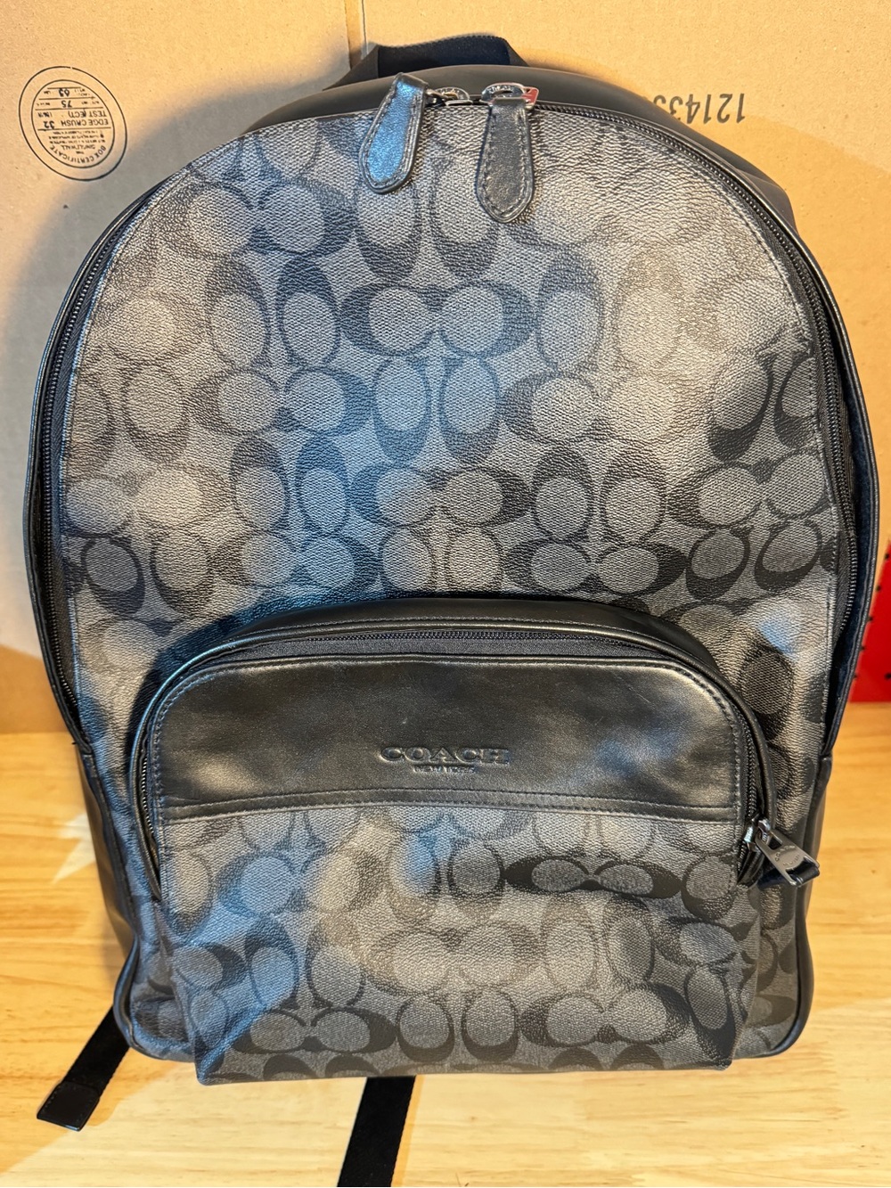 Coach Men's Black/Charcoal Signature Jacquard Backpack